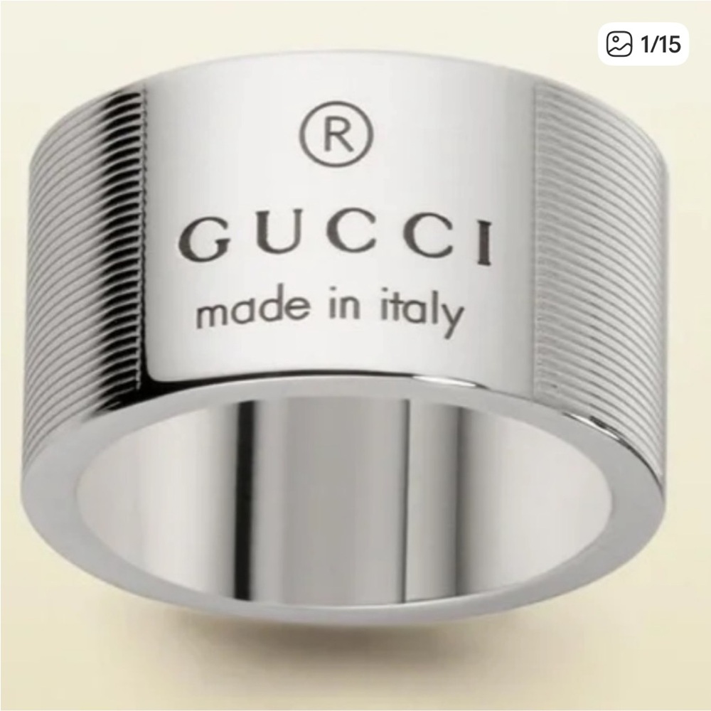 Gucci Silver Band with Logo